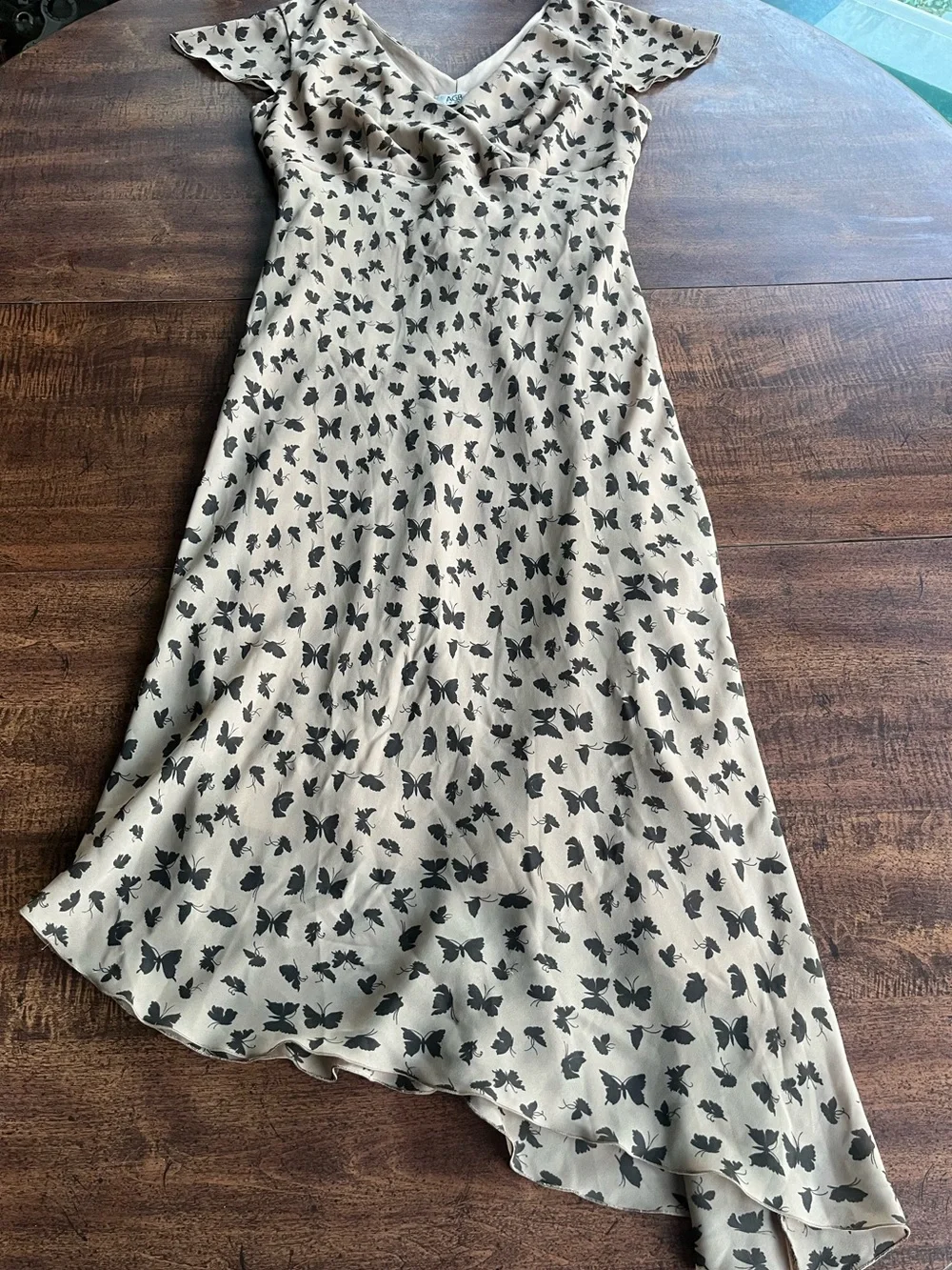 AGB Byer Y2K Butterfly Fairycore Garden  Party Handkerchief Hem Maxi Dress Sz 8